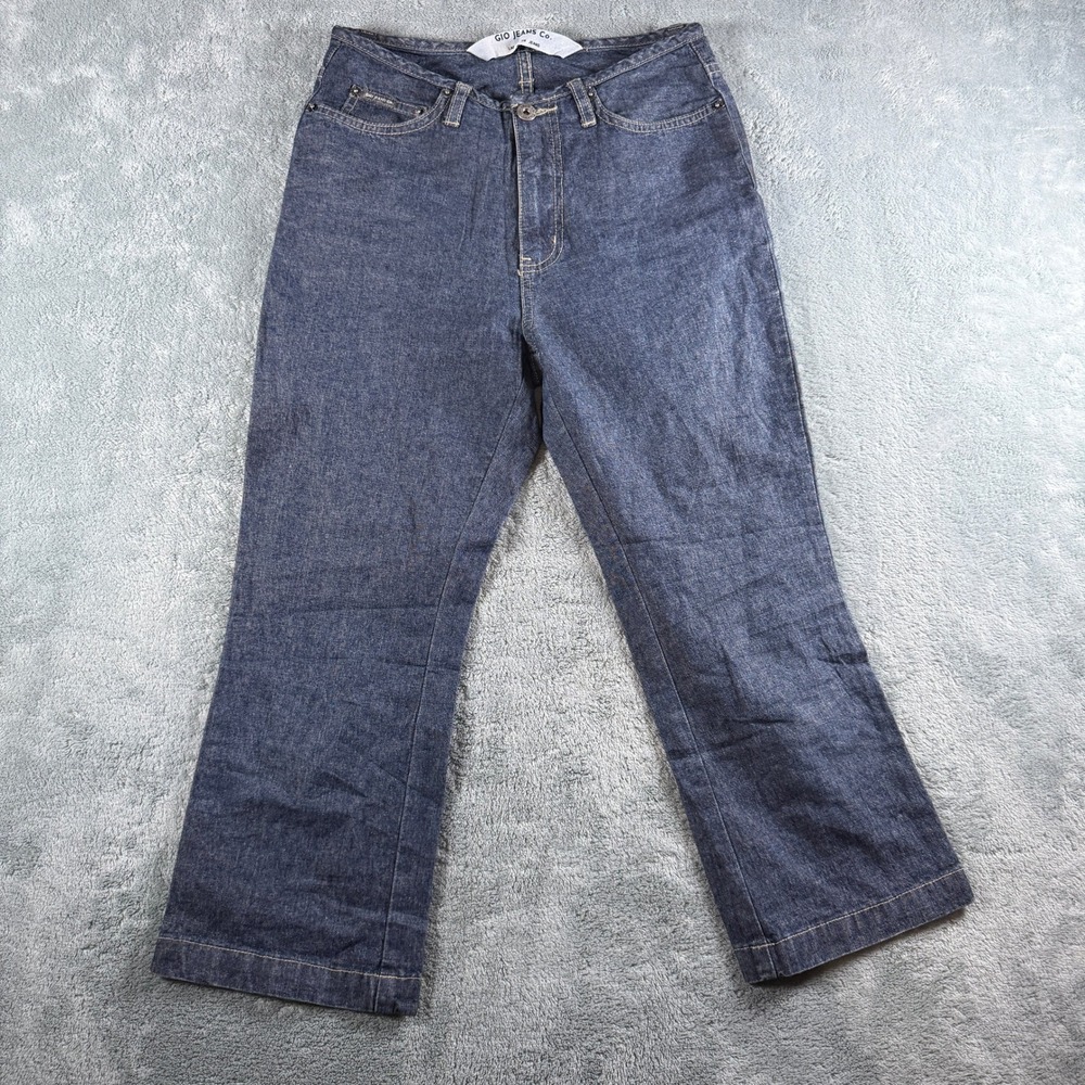 Gio Jeans‎ Co Womens Dark Wash Flare Leg High Rise Denim Jeans Size 3/4